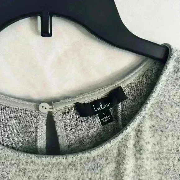 Lulus Favorite Tune Heather Gray Faux Wrap Dress with bell sleeves Size S - Picture 3 of 3